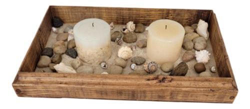 Adorno De Mesa Decorativo Velas, Caracoles Y Conchas De Mar