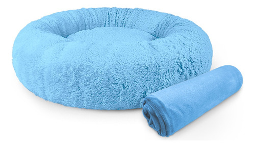Kit Caminha M Cães E Gatos Pelucia Macia Manta Cobertor Cor Azul Bebê Desenho Liso