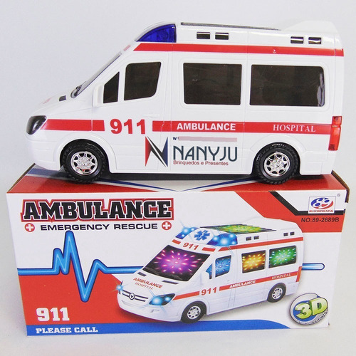 Carrito de juguetes de emergencia Ambulance Knocks Around Sound Light