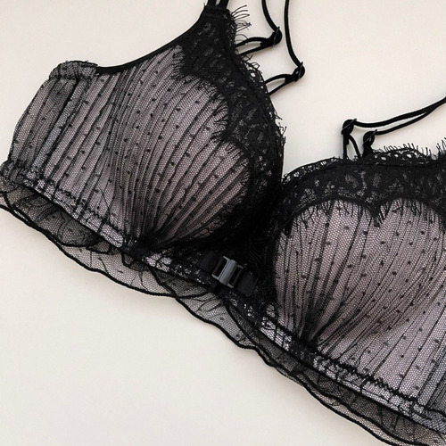 Sujetador Sexy Intimates Con Hebilla Frontal De Encaje Negro