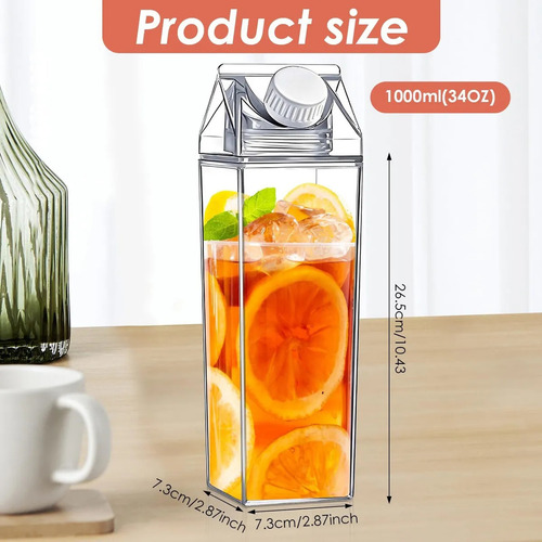 2 Botellas De Agua De Cartón De Leche, Reutilizables,