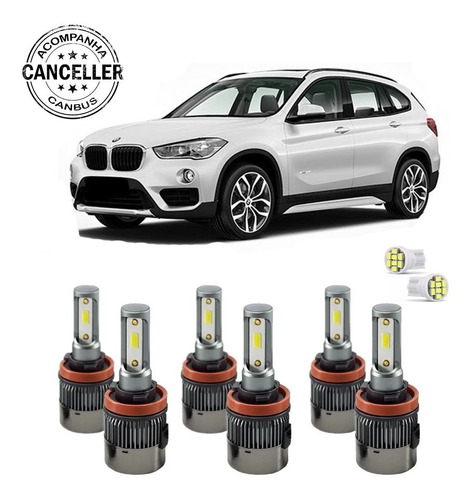 Kit Super Led Alto Baixo Milha Bmw X1 C/ Canceller Canbus