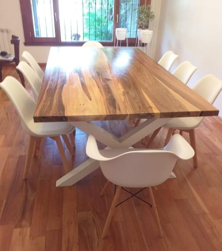 Imagen 5 de 5 de Mesa Pata X De Comedor Estilo Industrial 100x240cm