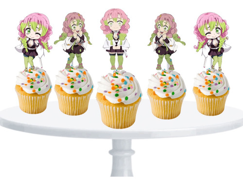 Mitsuri Demon Slayer Cupcake Toppers Para Muffins X10