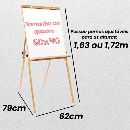 Cavalete Flip Chart Altura Ajustável + Bloco Papel 50fls