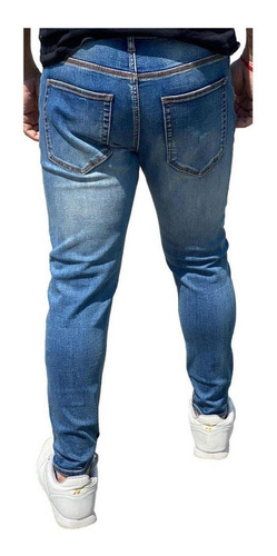 Imagen 8 de 8 de Pantalón Jeans Elasticado Semipitillo Rasgado Destroyed
