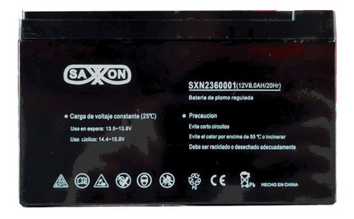 Saxxon Cbat7ah Bateria De Respaldo 12vcd Cctv Libre De Mtto