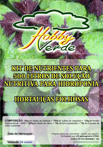 Imagem 2 de 5 de Kit Nutrientes Solução Hidropônica 500 Litros Folhosas