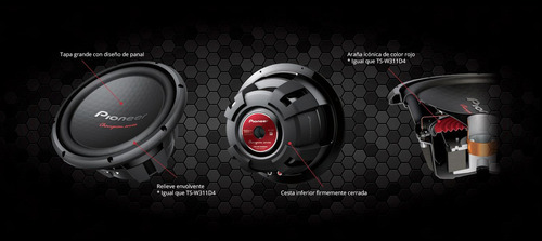Par De Subwoofers Para Automóvil Pioneer TS-W312D4 Champion Series 12 Pulgadas 1600 Watts Máximo 500 Watts RMS Doble Bobina DVC 4 Ohms Color Negro