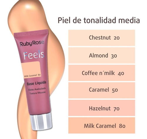 Base de maquillaje lĂquida Ruby Rose Feels FEELS Mousse tono almond 30 - 29mL