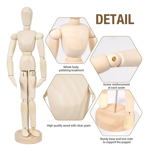 Maniquí Articulado Para Dibujo Con Cuerpo Poseable 30 Cm