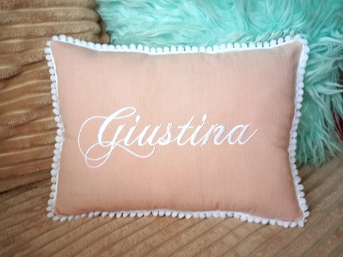 Almohadon Tusor Liso C Nombre Bordado Almohada