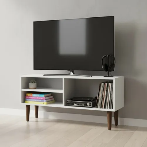 Rack Prateleira Bancada Sala Tv Pé Retro 90cm Aparador Apoio Tv A...