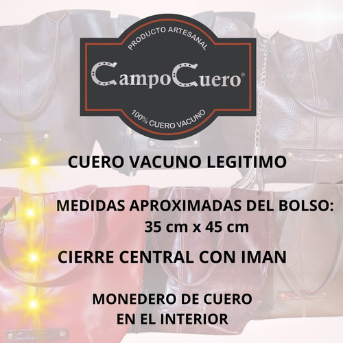 Cartera Tote Bag Cuero Vacuno Bolso Amplio Marrón Codigo 2 Marrón