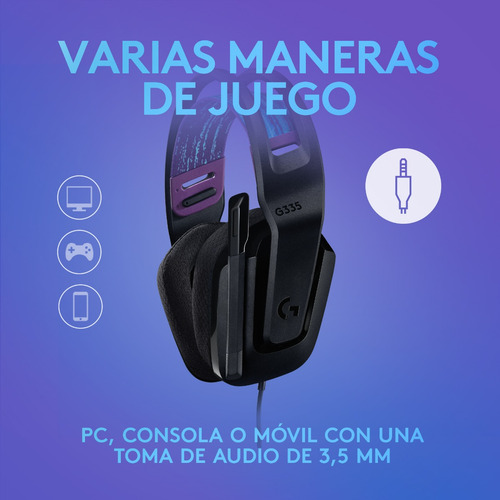 Auriculares G335 Con Micrófono Y Cable Gaming Logitech G Color Negro