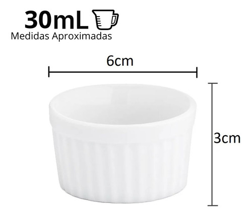 Kit 24x Ramekin Molho Porcelana Canelado Branca 30ml Hotel