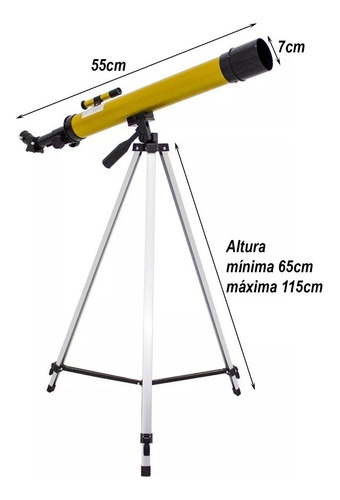 Telescópio Refrator Astronômico 600mm 50x 100x Com Tripe