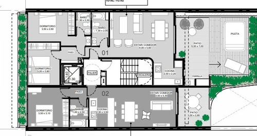 Departamento 2 Dormitorios Venta Pozo Moreno 1100