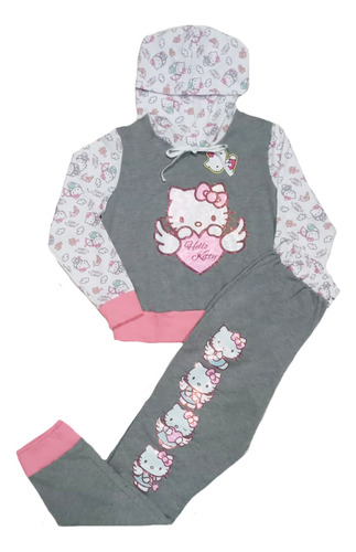 Pijama Hello Kitty Mujer Sudadera Y Pants Estampado Glitter