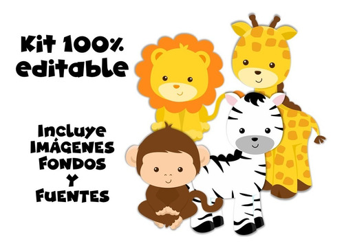 Kit Imprimible Animalitos D La Selva #1 100% Editable Jungla