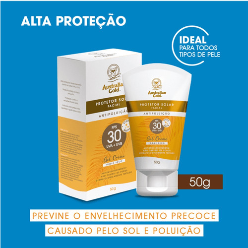 Kit 2 Protetor Solar Facial Creme Fps 30 Australian Gold 50g