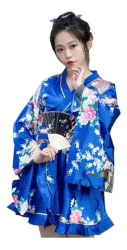 Albornoz De Mujer Japonesa, Diseño Floral Y Kimono.