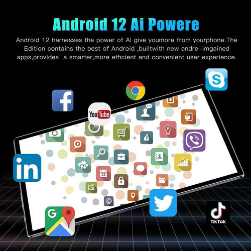 Tablet inteligente 10.1 8+ 256 Gb, 24 + 48 Mp, Android 12.0 cor branca