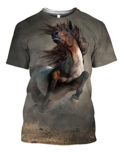 Men Camiseta De Caballo Con Estampado De Animales En 3d