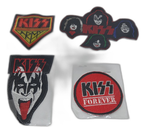 Set 4 Parches Bordados Kiss Gene Simmons 10cm 