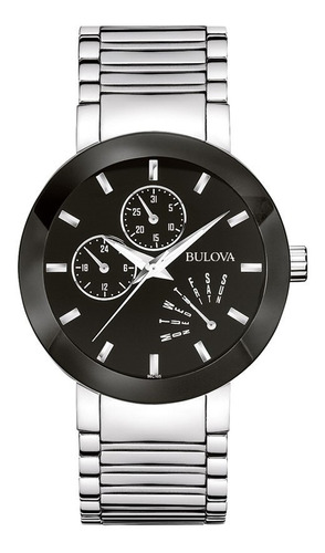 96c105 Reloj Bulova Futuro Para Caballero Plateado/negro