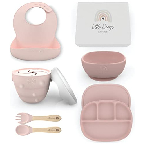 Set De Alimentación Para Bebés, Little Keegs, Platos De Sili