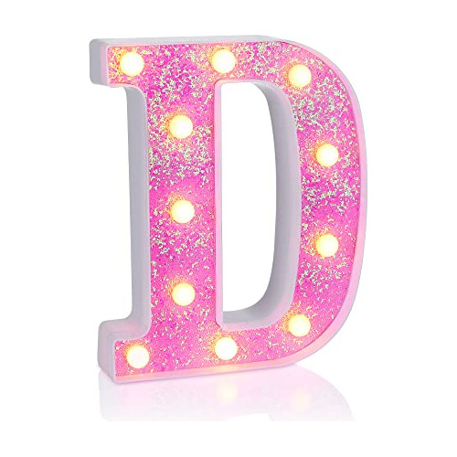 Letra Led Luminosa Rosa  D , Fiestas Y Decoración