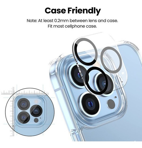Imagen 7 de 7 de Protector Pantalla Camara Vidrio Templado iPhone 14 Pro, Max