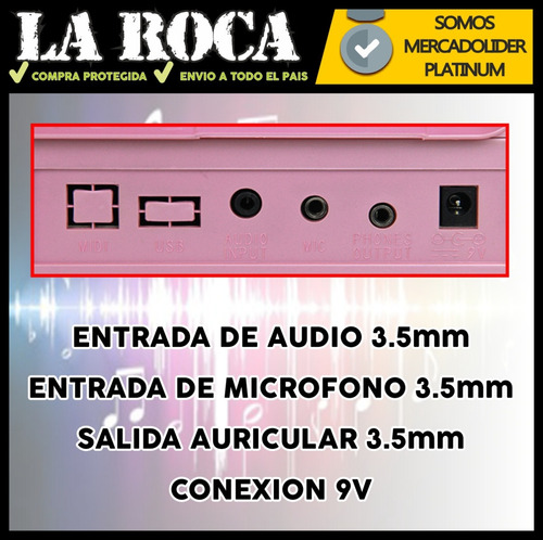 Imagen 6 de 10 de Teclado Musical Piano 61 Teclas 5 Octavas Microfono Atril