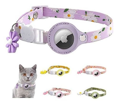 Airtag Cat Collar Holder Pet Air Tag Flowers Ajustable Cat C