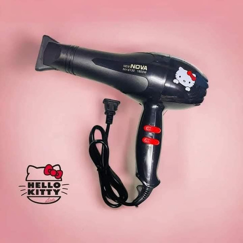 Secadora De Cabello Negra Hello Kitty Sanrio Kuromi Portatil Negra
