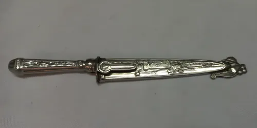 Faca Gaúcha Prateada Elmo Inox Antiga Anos 60 14cm Raríssima