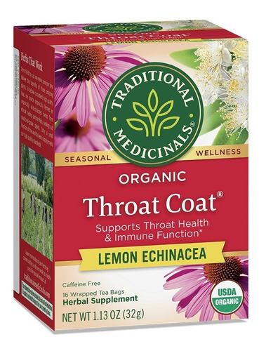 Té Organico Throat Coat Limon Equinacea 16 Sobres Se