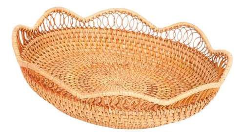 Y Cesta De Frutas De Rattan Bandeja De Frutas Tecida À Mão S