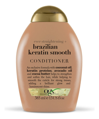 Acondicionador OGX Ever Straightening + Brazilian Keratin Smooth en botella de 385mL por 1 unidad
