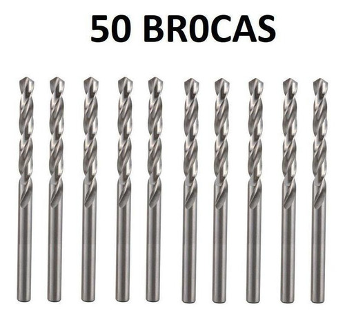 Kit 50 Brocas De Aço Rápido Hss 3 Mm Para Metais Fertak 1243