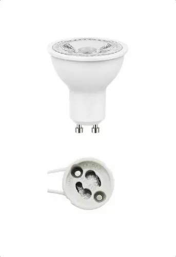 Ampolleta Gu10 Luz Cálida 3000k Dimeable 5.6w + Soquete 220v