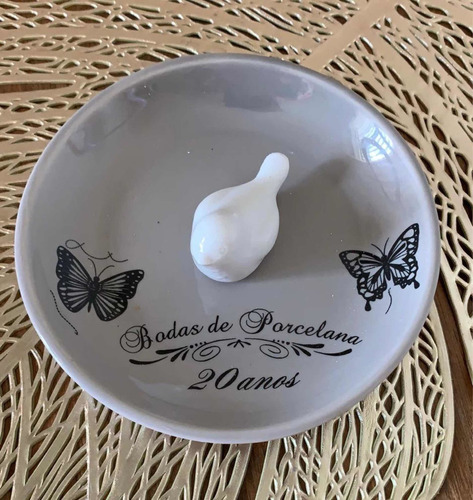 Porta Anel Em Cerâmica 20 Anos Bodas De Porcelana