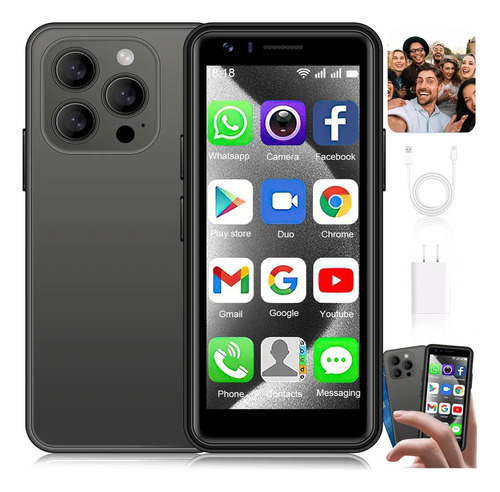 Mini Smartphone Xgody I15pro 3.5inch 3g Dual Sim 4 Gb Ram Y 32 Gb Rom Android10 Mini Teléfono Inteligente 3000mah Con Desbloqueo Facial Negro