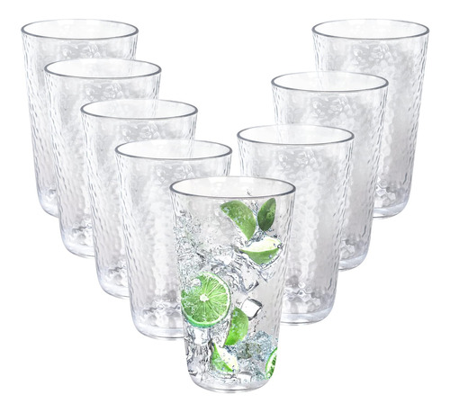 Fulong Juego 8 Vaso Plastico 16 Onza Para Bebida Agua Jugo