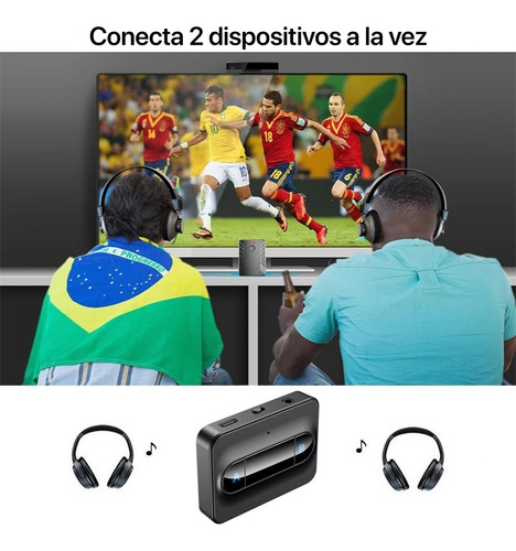 Imagen 3 de 8 de Transmisor Bluetooth 5.0 Escucha 2 Audífonos Tv Pc Sin Cable