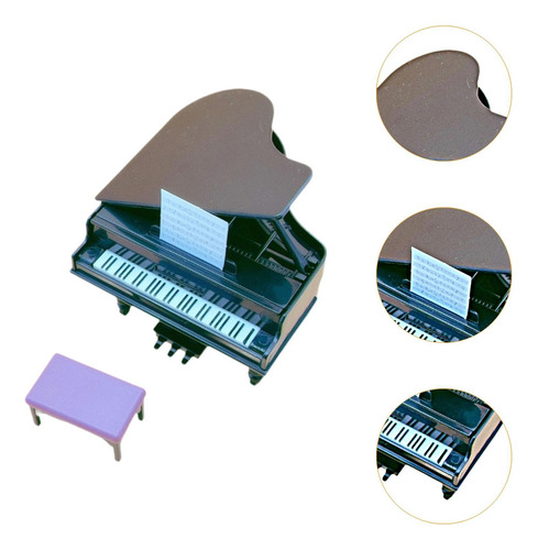 2 Piano De Casa De Muñecas Con Taburete, Simulación De