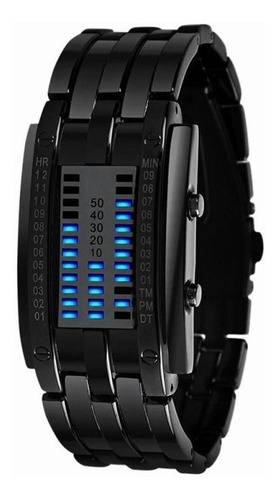 Reloj Digital Binario Electrónico Negro Con Luz Led