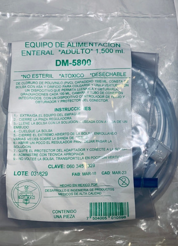 10 Piezas Bolsa Para Alimentación Enteral Adulto 1500 Ml