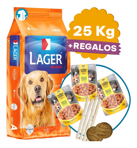 Alimento Perro Adulto Lager Premium 25 Kg + Regalo + Envío